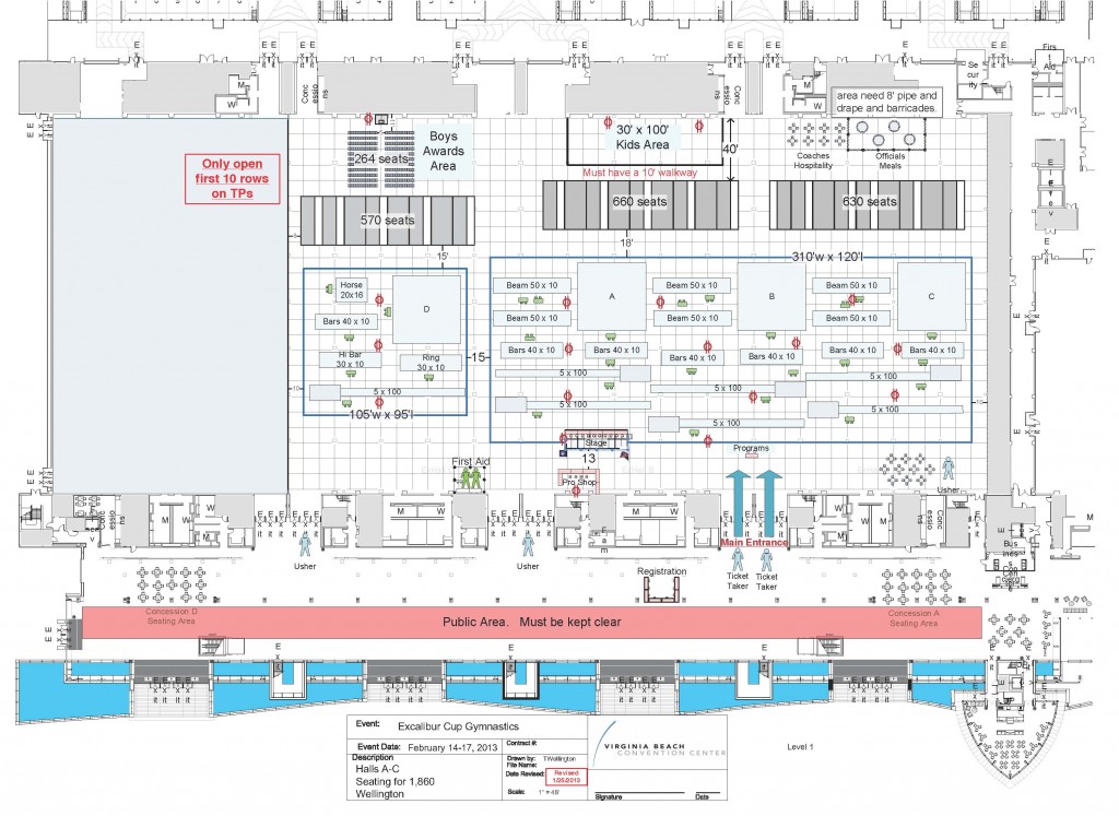 Floor Plan | Excalibur Cup Gymnastics Competition | Virginia Beach