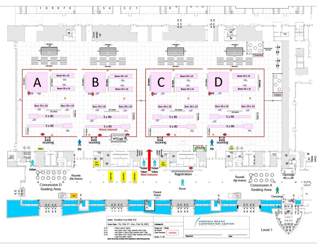 Floor Plan Excalibur Cup Gymnastics Competition Virginia Beach